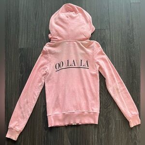Y2K Wildfox Pink OO\LA\LA Zip Hoodie - Size XS